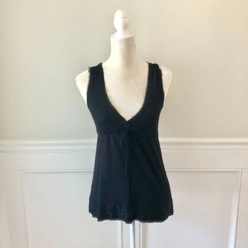 J. Crew Lambswool Beaded Tank V Neck S